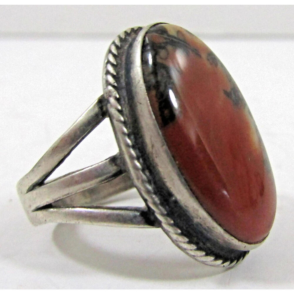 Southwest Tribal Sterling Silver Agate Ring and Matching Earrings - Picture 4 of 16